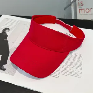 Gorra de visera solar roja de algodón para mujer y hombre, sombrero deportivo liso elegante.