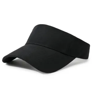 Gorra negra de algodón sin corona, visera parasol minimalista para deportes al aire libre.