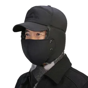 Gorro Bomber de Invierno Cálido A Prueba de Viento Térmico con Máscara Desmontable Unisex Casual Gorro de Esquí de Nieve Espesado
