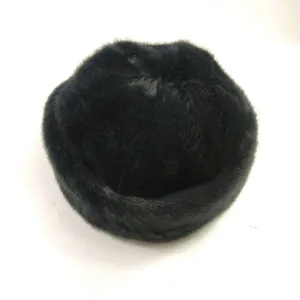 Bonnet hiver fourrure synthetique noire pelucheux chaud epais chapeau chaud pour hiver