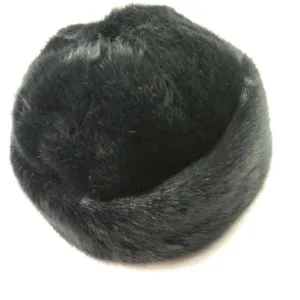 Chapeau d'hiver en fausse fourrure de vison, bonnet chaud en peluche épaisse, toque noire élégante.