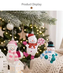 Christmas snowman hanging ornaments glitter cartoon tree pendants holiday party decor