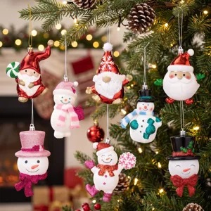 Christmas tree hanging ornaments cute Santa Claus and snowman festive holiday decor props