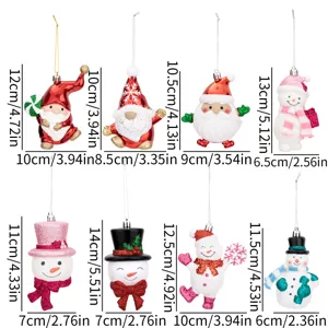 Christmas hanging ornaments cute cartoon Santa Claus snowman tree decoration pendants set