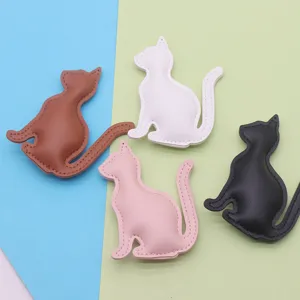 Korean style double-sided PU leather cat keychain minimalist bag charm cute pendant gift