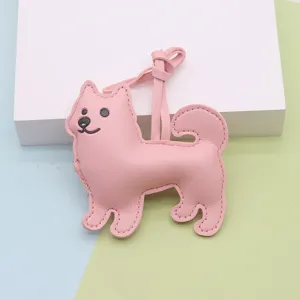 Charm de sac mignon en cuir rose pour chien, pendentif chiot rembourré doux pour femmes.
