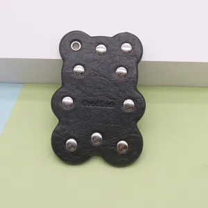 Cross-border rivet bear leather bag keychain pendant cute cartoon luggage charm accessory