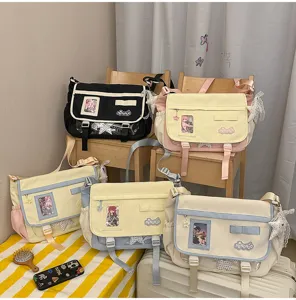 Japanese style color block messenger ita bag clear window sweet commuter crossbody bag