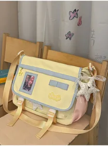 Colorblock ita bag sweet Japanese style messenger bag with clear window for daily use