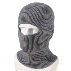 Passamontagna in Maglia Calda Invernale Unisex Maschera da Sci per Ciclismo all'Aperto Tinta Unita Antivento Copertura Integrale Berretto in Maglia di Acrilico
