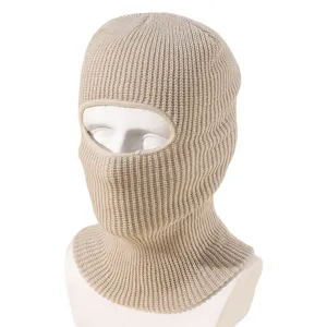 Balaclava in maglia maschera da sci tinta unita calda inverno ciclismo berretto uomo