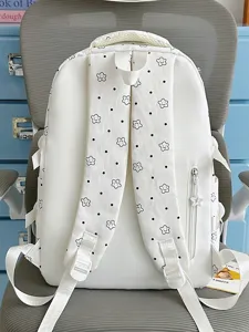 Cute Japanese style star dot pattern school backpack casual white book bag for students