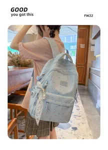 Japanese style cute cartoon pattern casual backpack for teenage girls lightweight school bag