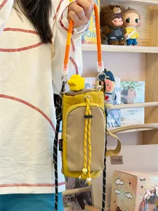 Borsa a tracolla casual per borraccia con cinghie colorate, leggera borsetta da viaggio comoda.