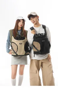 Outdoor portable pet chest backpack breathable mesh design comfortable travel pet carrier bag