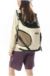 Outdoor portable pet backpack with breathable mesh design, comfortable travel bag for dogs cats.