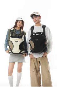 Outdoor pet carrier backpack breathable mesh front chest design comfortable travel dog cat bag