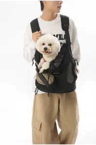 Outdoor portable pet chest backpack with breathable mesh design for comfortable pet travel.