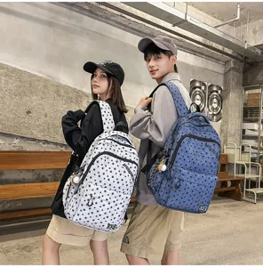 Retro street style couple backpack, functional multi-compartment student school bag.