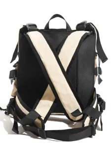Outdoor portable pet backpack with breathable mesh design, comfortable straps and durable buckles.