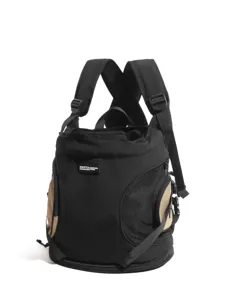 Breathable mesh pet backpack carrier for outdoor travel, comfortable double-shoulder design.