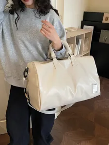 Vintage Μαλακό Δερμάτινο Τσάντα Ταξιδιού Tote Μεγάλης Χωρητικότητας Με Ανεξάρτητη Θήκη Παπουτσιών Για Γυναίκες Άνδρες