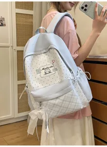 Sweet style polka dot backpack casual daily school bag for students and teenage girls