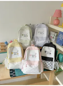 Cute lattice schoolbag multi-color casual backpack sweet style daily travel student bag