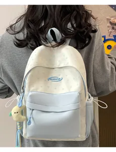 Japanese style cute star print college backpack for students, lightweight travel school bag