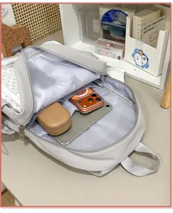 Sac à dos ita transparent style japonais pour étudiants, élégant cartable gris clair
