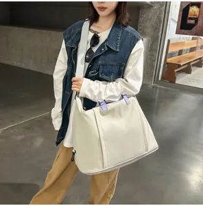 Grande borsa da viaggio crema da donna, borsa tote espandibile per sport e fitness in palestra.