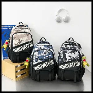 Sac à dos scolaire tactique camouflage colorblock pour étudiants, sac à dos tendance.