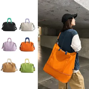 Bolso de mano extensible bicolor minimalista bolsa de viaje para fitness y trabajo.