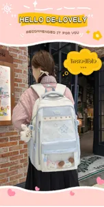 Korean sweet star dopamine ita backpack, cute colorblock school bag for students. Stylish daily use.