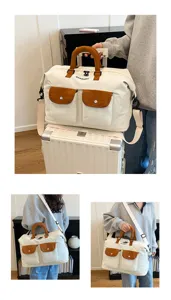Vintage canvas travel duffel bag large capacity retro workwear gym bag weekender bag with pockets