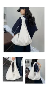 Casual slouchy shoulder bag minimalist solid color hobo handbag for daily commute and travel