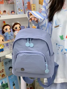 Women casual mini backpack light purple sweet style stylish everyday shoulder bag rucksack