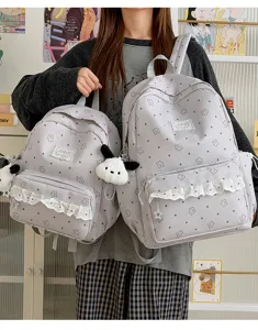 Japanese Lolita style bow star print backpack set cute school bags for girls details