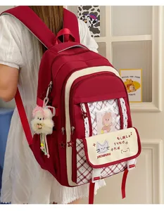 Zaino stile giapponese carino traforato in pizzo estetica campus multi-scomparto borsa