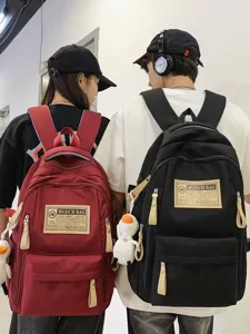 Stylish casual couple backpack with multi-compartments, durable fabric for school and daily travel.