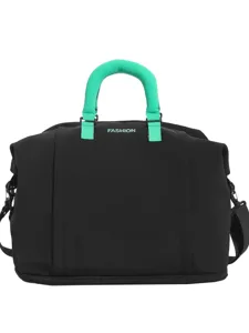 Borsa da viaggio nera con manici verdi grande capacità borsa sportiva per donne.