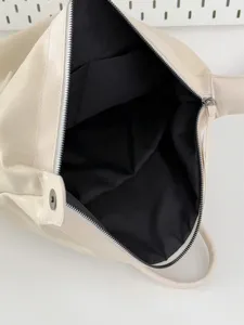 Beige casual shoulder bag for women daily commute large capacity minimalist design soft faux leather tote