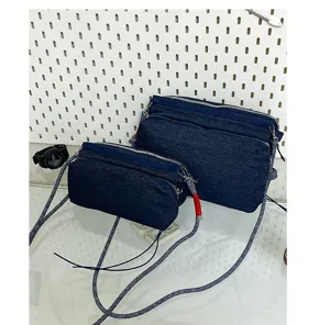 Japanse straatstijl denim crossbody tas multi-compartiment gedetailleerd overzicht van trendy tas