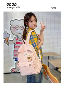 Sac à dos d'école rose doux mignon japonais pour adolescentes style collège décontracté avec pendentif