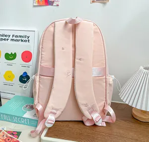 Sac à dos rose doux style japonais mignon cartable kawaii sac de voyage pour étudiante.