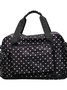 Korean style polka dot large capacity travel duffel bag commuter shoulder bag for student