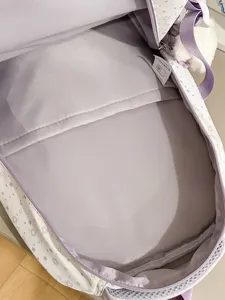 Sweet style purple white ita backpack with cute star patterns, spacious interior for daily use.