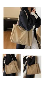 Borsa tote casual in tela con tracolla floreale larga, borsa minimalista per donna.