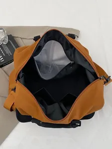 Retro color-block large capacity gym duffel bag for casual travel and outdoor sports
