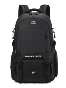 Sac à dos de randonnée noir de 80L grande capacité pour voyage camping et sport.